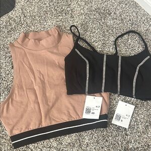 Black and Tan Crop Tops Set (sports bra)